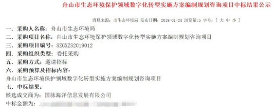 國脈海洋中標(biāo)舟山生態(tài)環(huán)境數(shù)字化轉(zhuǎn)型方案項(xiàng)目